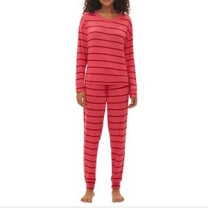 Gap Women S Rosehip Red Stripe GapBody 2-Pc Long-Sleeve Pajamas Set